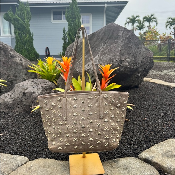 Jimmy Choo | Bags | Jimmy Choo Authentic Starstudded Taupe Leather Tote ...